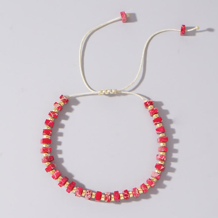 Bracelet à cordon de serrage en perles de pierre empereur Chakra Olivenorma