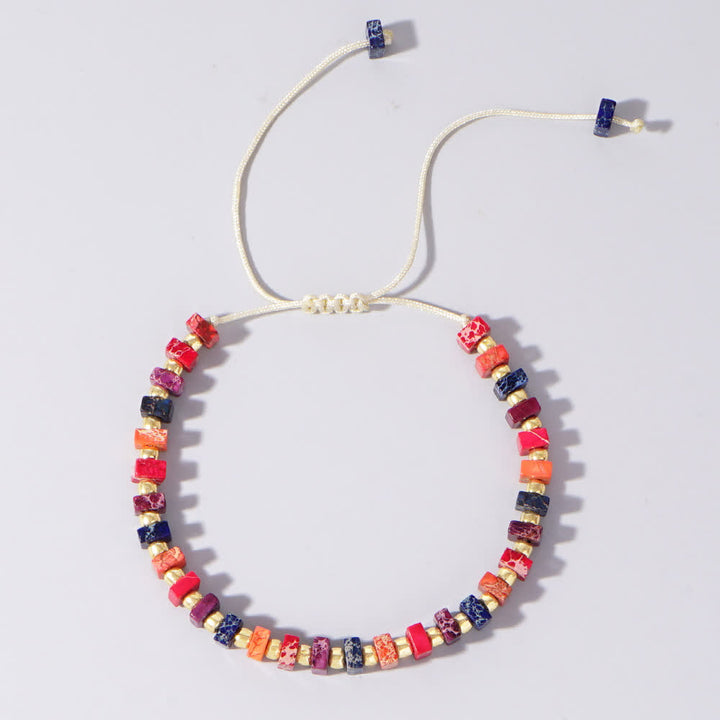 Bracelet à cordon de serrage en perles de pierre empereur Chakra Olivenorma