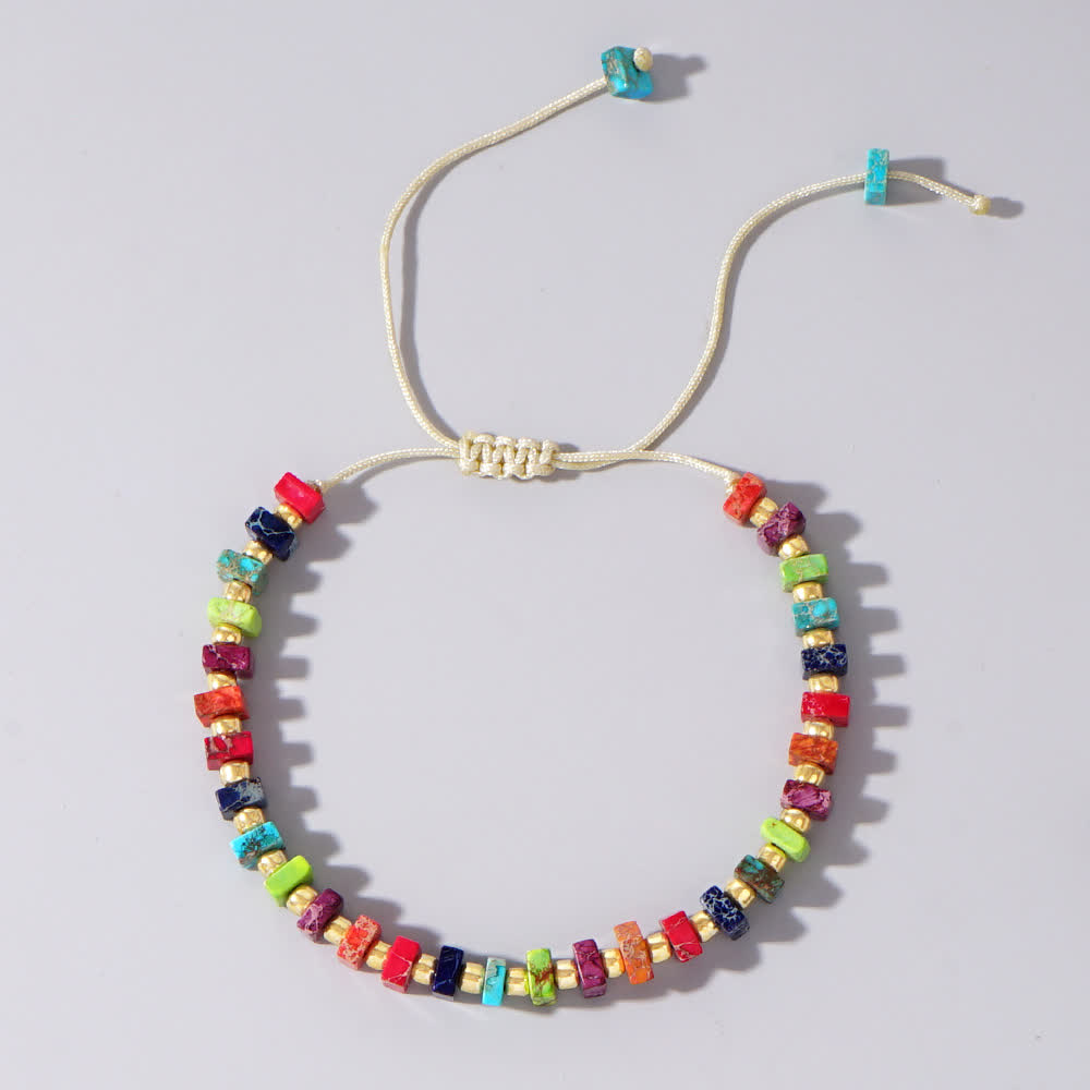 Bracelet à cordon de serrage en perles de pierre empereur Chakra Olivenorma