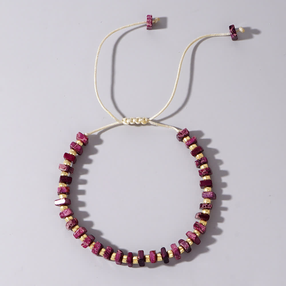 Bracelet à cordon de serrage en perles de pierre empereur Chakra Olivenorma