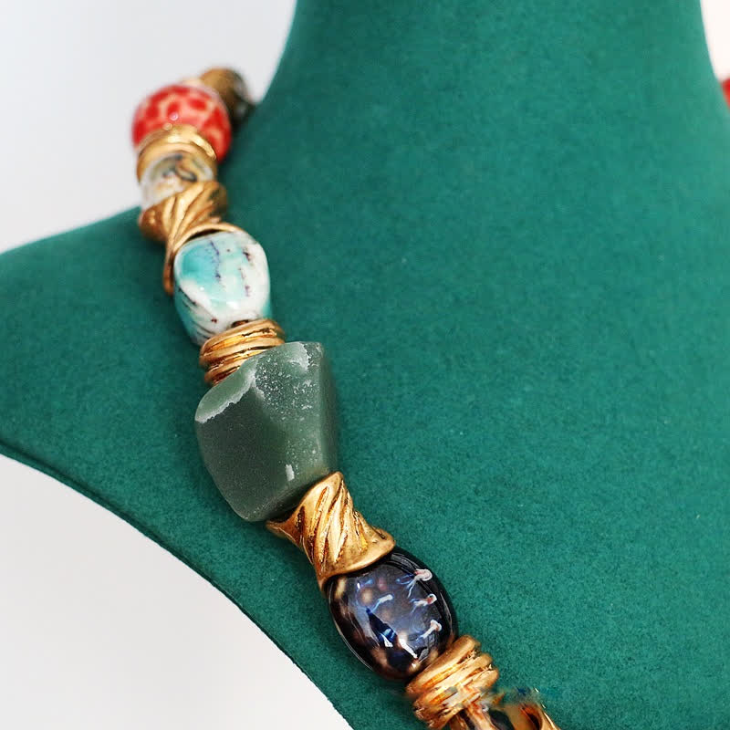 Collier de perles en céramique et pierre naturelle irrégulière Olivenorma
