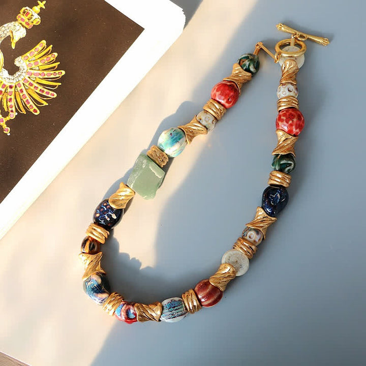 Collier de perles en céramique et pierre naturelle irrégulière Olivenorma