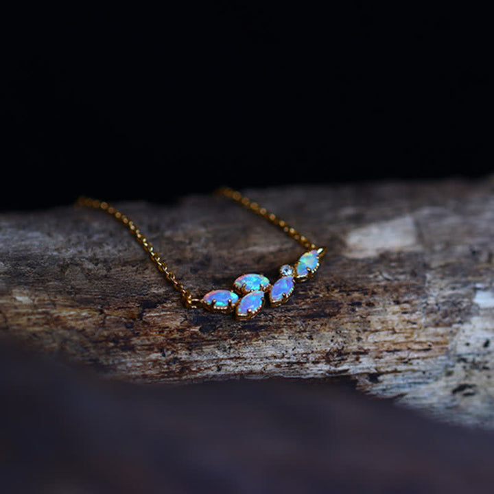 Collier pendentif feuille d'opale bleue Olivenorma