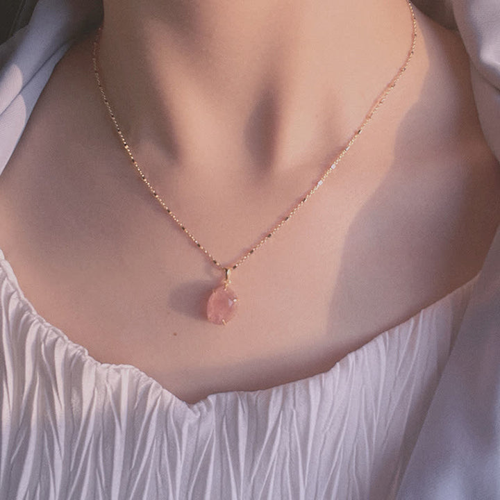Collier en argent sterling avec quartz fraise naturel Olivenorma