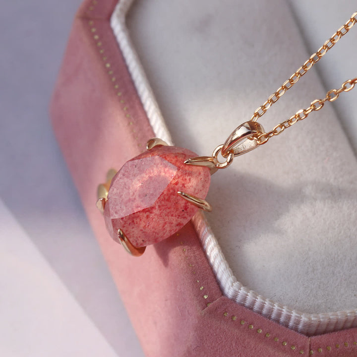 Collier en argent sterling avec quartz fraise naturel Olivenorma