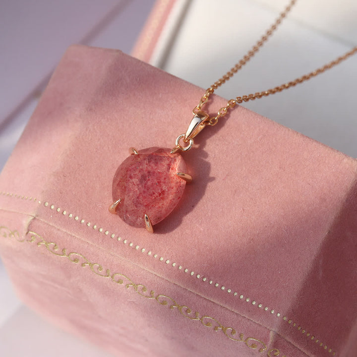 Collier en argent sterling avec quartz fraise naturel Olivenorma