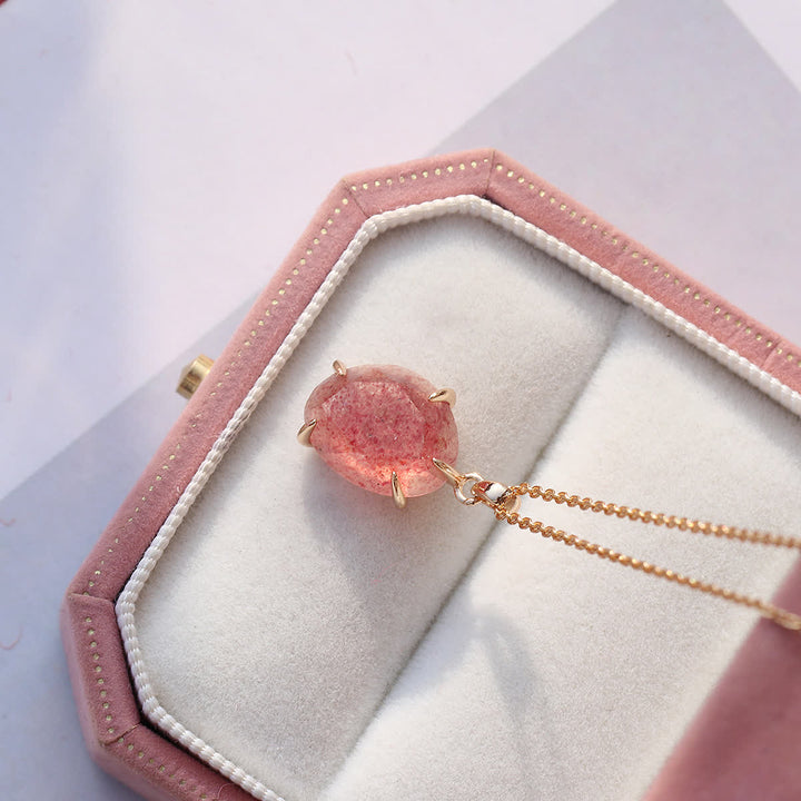 Collier en argent sterling avec quartz fraise naturel Olivenorma
