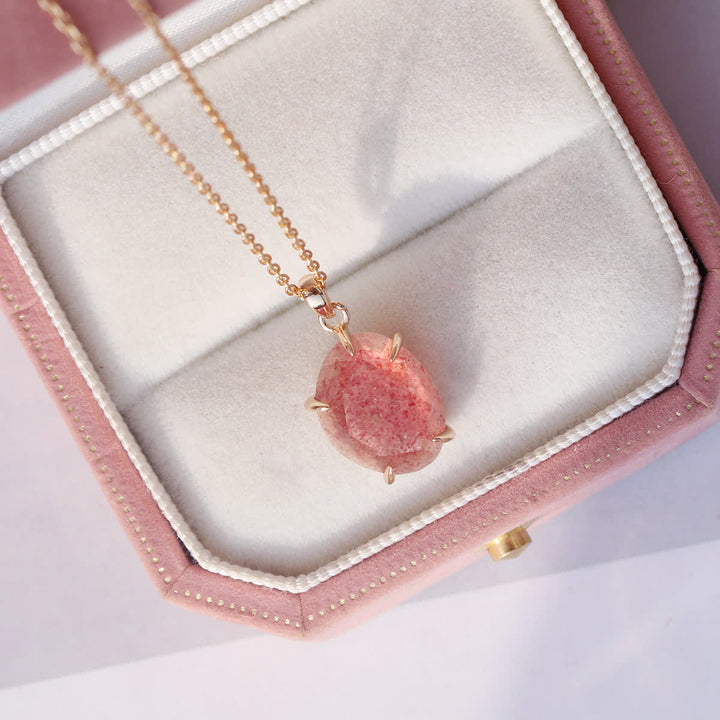Collier en argent sterling avec quartz fraise naturel Olivenorma