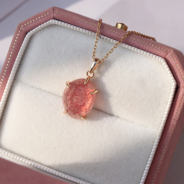 Collier en argent sterling avec quartz fraise naturel Olivenorma