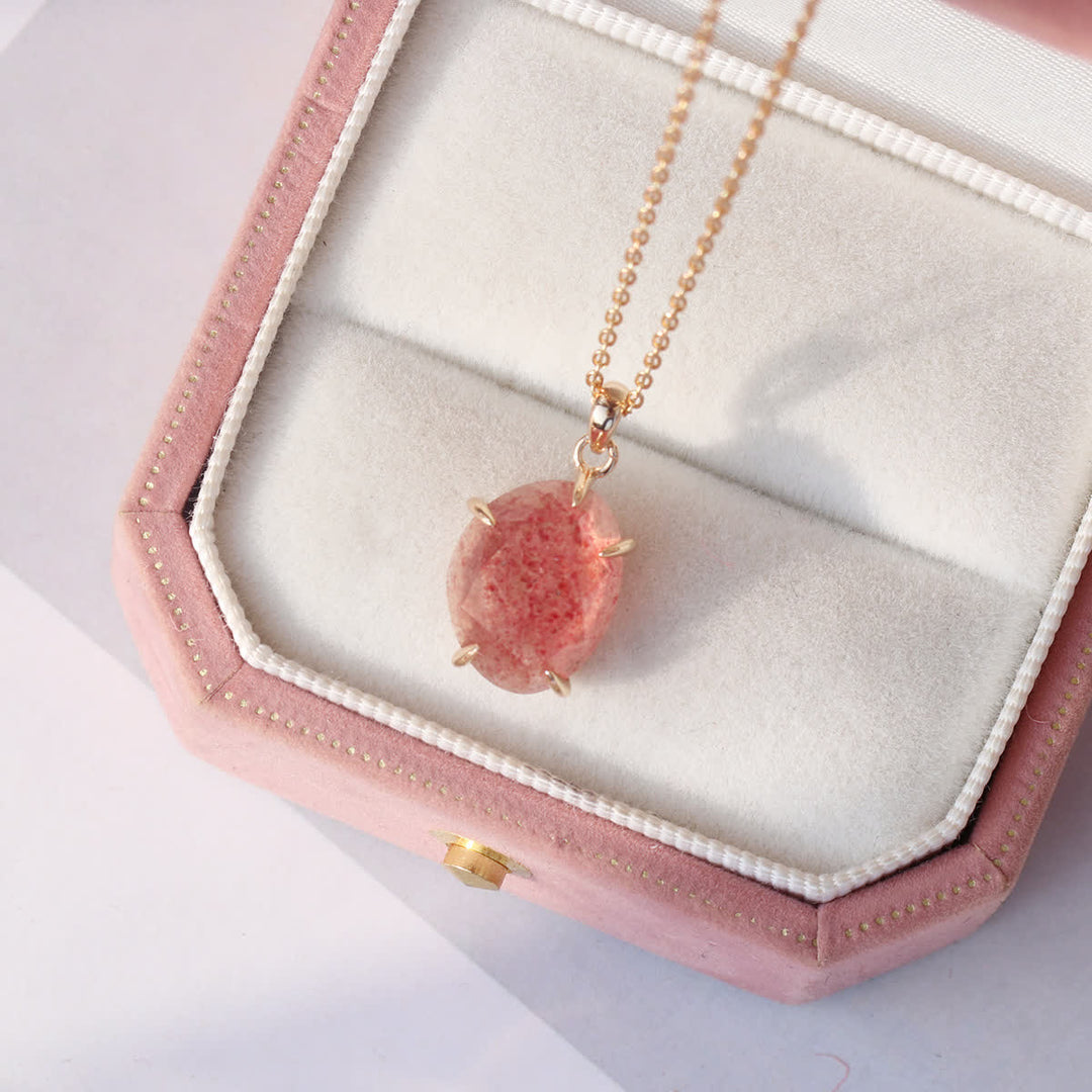 Collier en argent sterling avec quartz fraise naturel Olivenorma