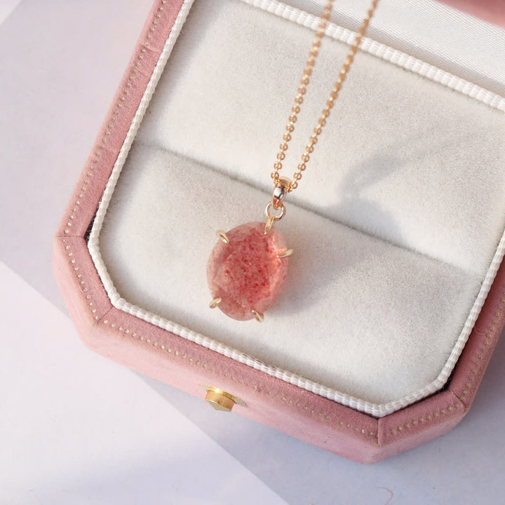 Collier en argent sterling avec quartz fraise naturel Olivenorma