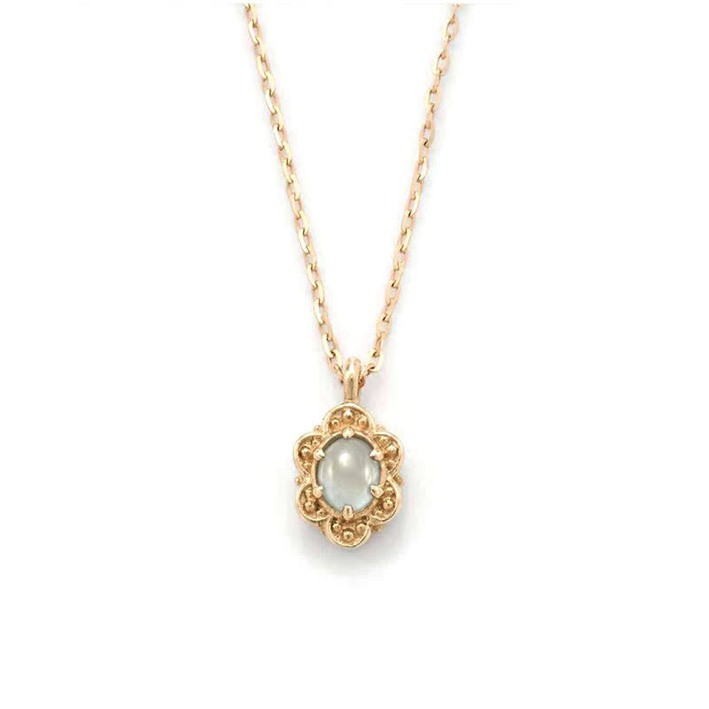 Collier en argent sterling avec fleur d'aigue-marine naturelle Olivenorma