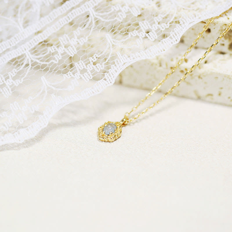 Collier en argent sterling avec fleur d'aigue-marine naturelle Olivenorma