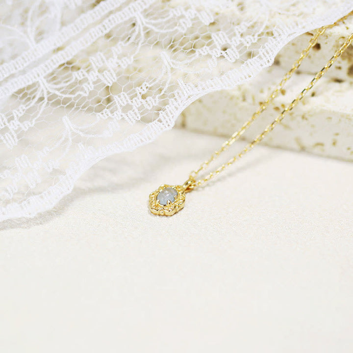 Collier en argent sterling avec fleur d'aigue-marine naturelle Olivenorma