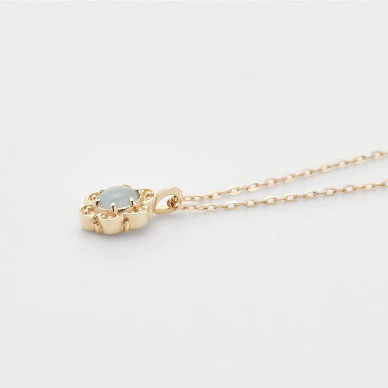 Collier en argent sterling avec fleur d'aigue-marine naturelle Olivenorma