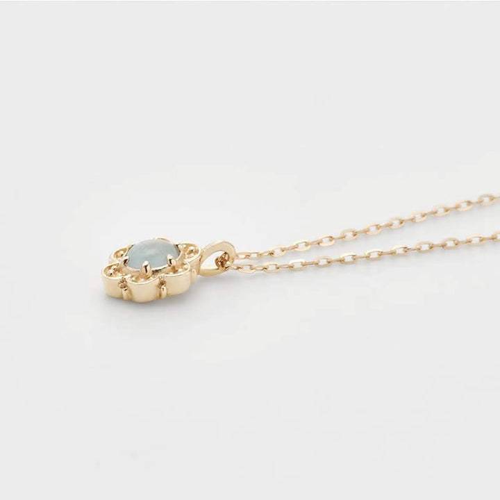 Collier en argent sterling avec fleur d'aigue-marine naturelle Olivenorma