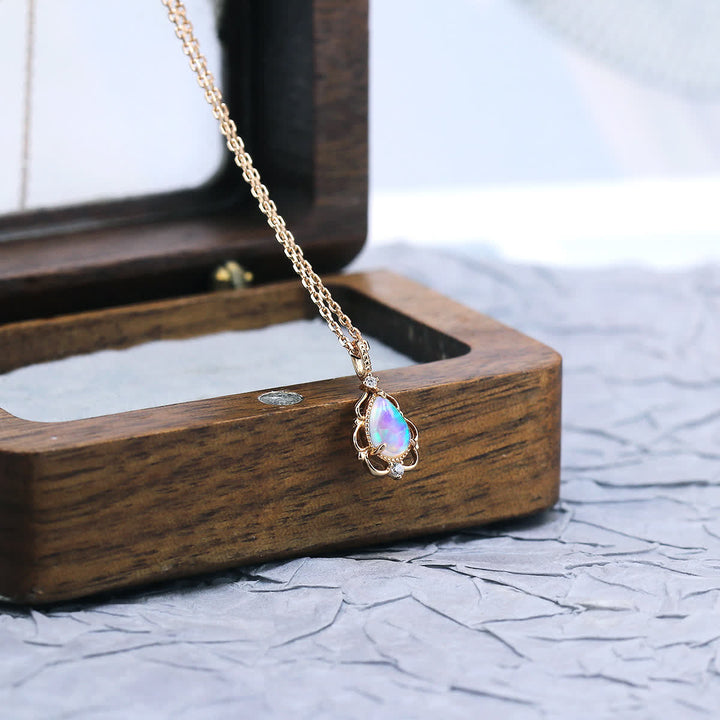 Collier en argent sterling avec opale naturelle de style vintage Olivenorma
