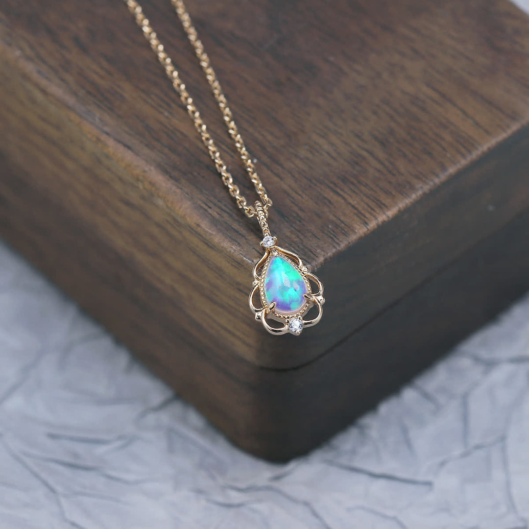 Collier en argent sterling avec opale naturelle de style vintage Olivenorma