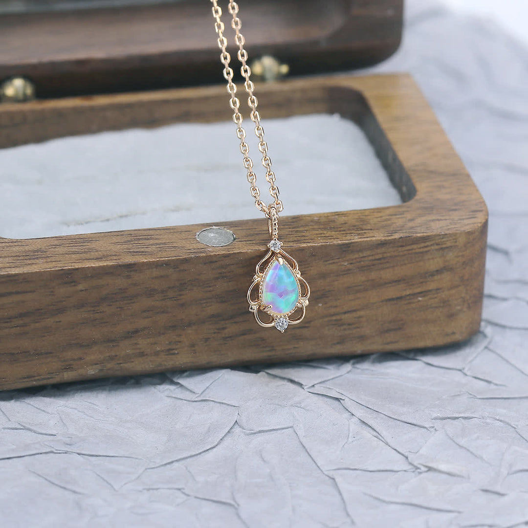Collier en argent sterling avec opale naturelle de style vintage Olivenorma