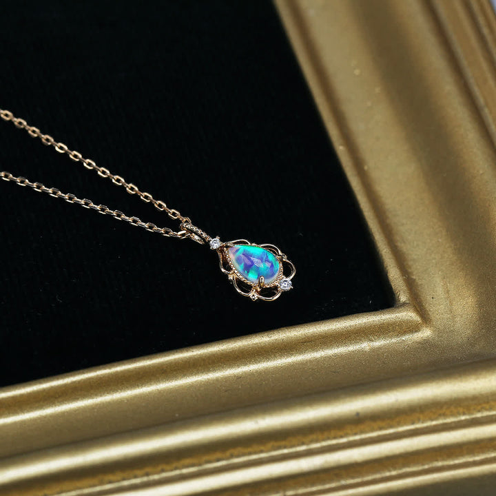 Collier en argent sterling avec opale naturelle de style vintage Olivenorma