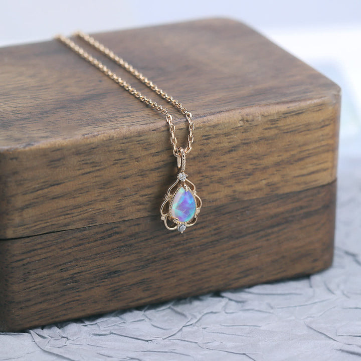 Collier en argent sterling avec opale naturelle de style vintage Olivenorma