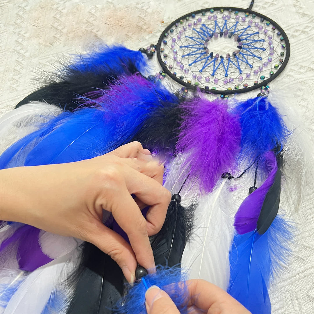 Perles d'améthyste Olivenorma Attrape-rêves bleu violet