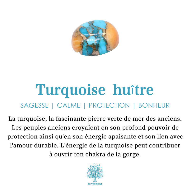 Collier Mala en forme de goutte naturelle en turquoise huître Olivenorma 