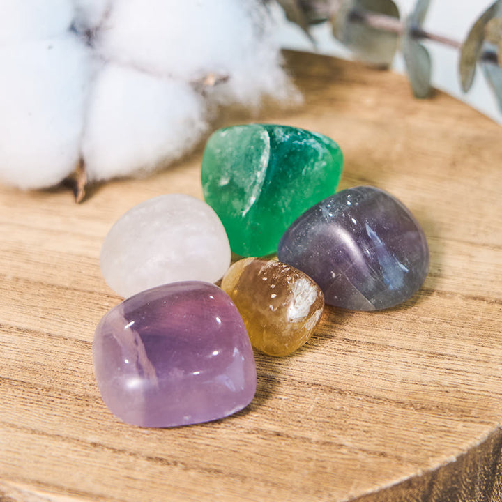 Pierre roulée en fluorite arc-en-ciel véritable et brute Olivenorma