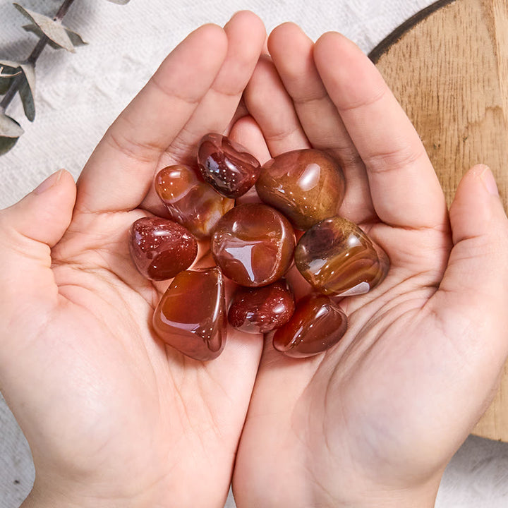 Pierre roulée en vrac en agate rouge polie Olivenorma