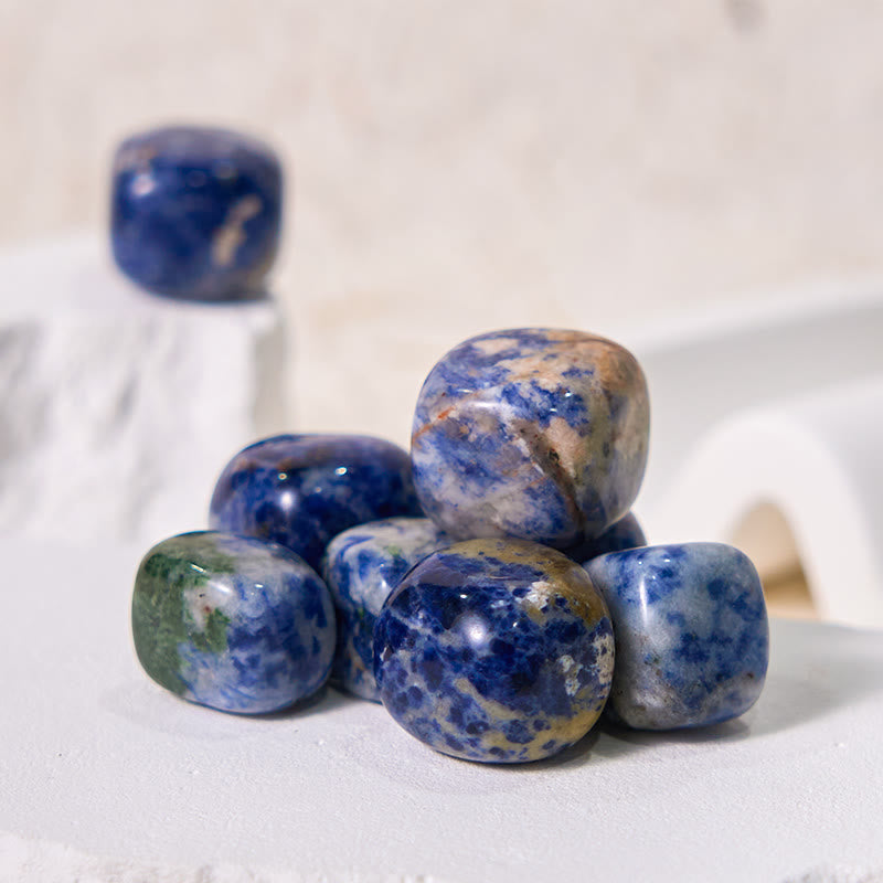 Ensemble de pierres roulées en jaspe bleu naturel Olivenorma