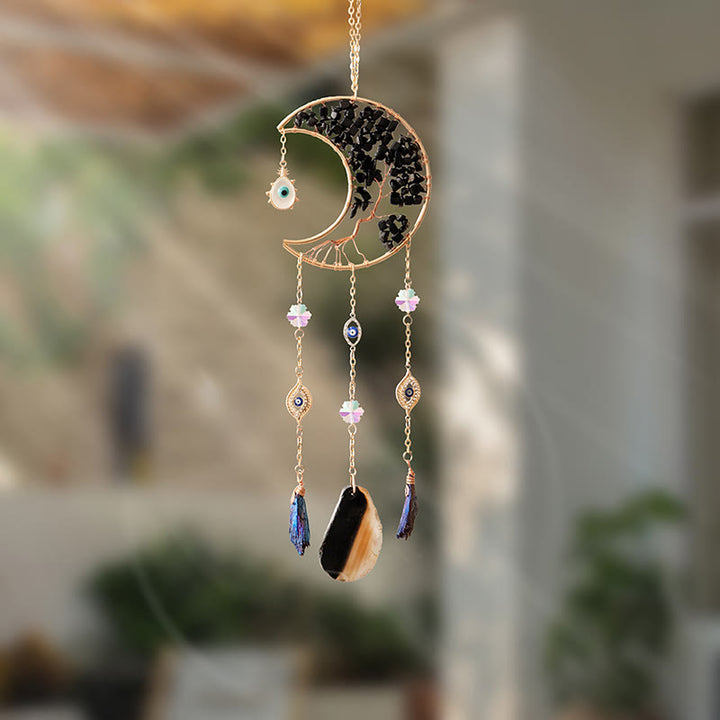 Carillons éoliens en cristal Olivenorma Black Moon pour la protection contre le mauvais œil
