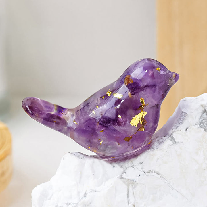Sculpture d'oiseau en cristal naturel Olivenorma Décoration en pierres précieuses - Améthyste - Petit : 3 x 2 cm - image 1
