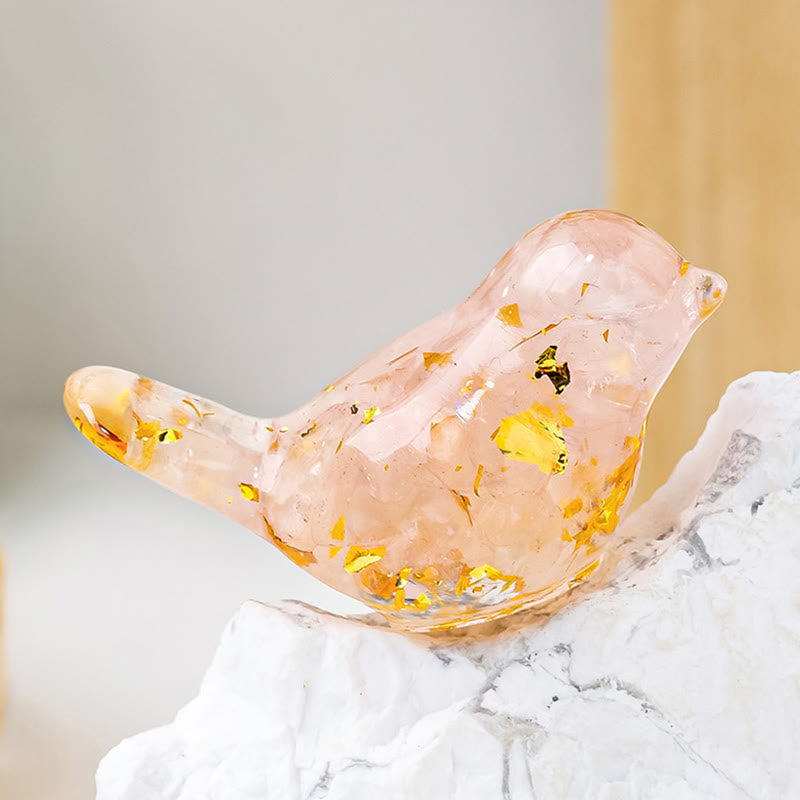 Sculpture d'oiseau en cristal naturel Olivenorma Décoration en pierres précieuses - Quartz rose - image 13