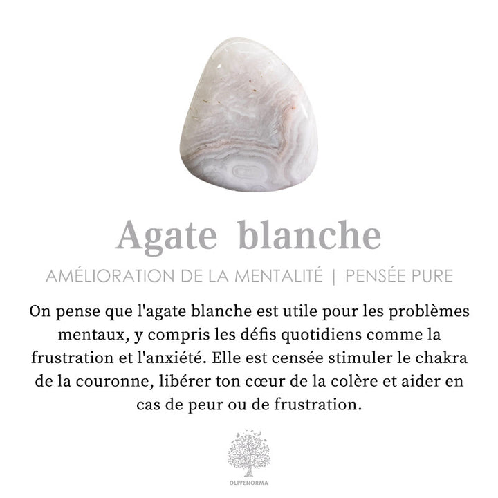 Sphère d'agate blanche Olivenorma avec pyramide d'orgone en obsidienne