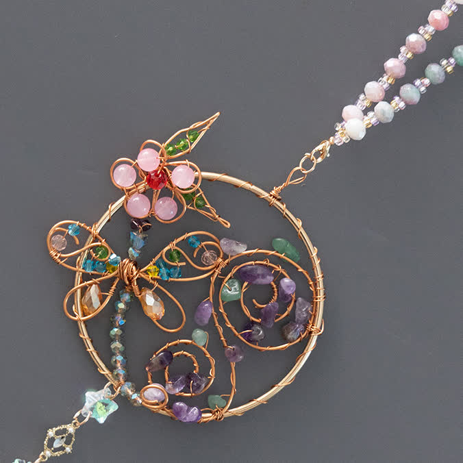 Pendentif carillon éolien en cristal naturel en forme de libellule Olivenorma