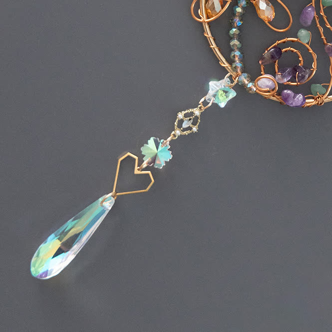 Pendentif carillon éolien en cristal naturel en forme de libellule Olivenorma