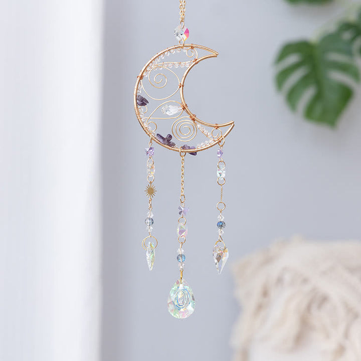 Pendentif carillon éolien en cristal transparent améthyste Olivenorma