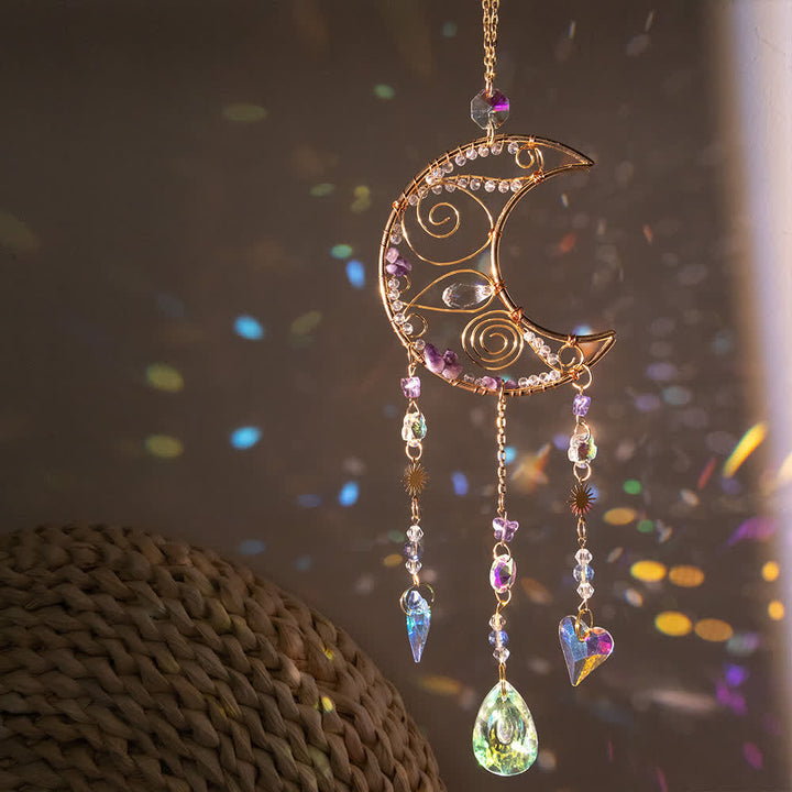 Pendentif carillon éolien en cristal transparent améthyste Olivenorma