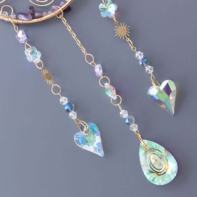 Pendentif carillon éolien en cristal transparent améthyste Olivenorma