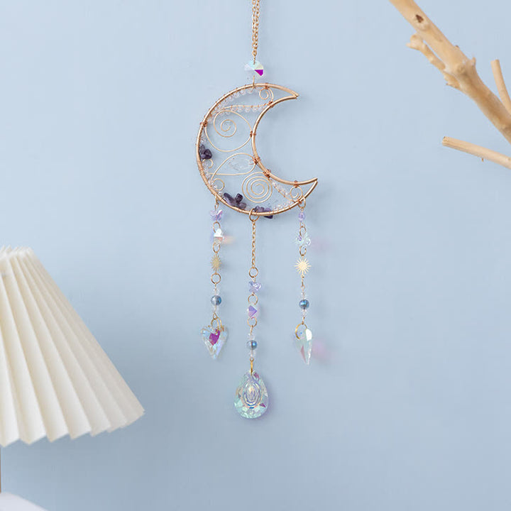 Pendentif carillon éolien en cristal transparent améthyste Olivenorma