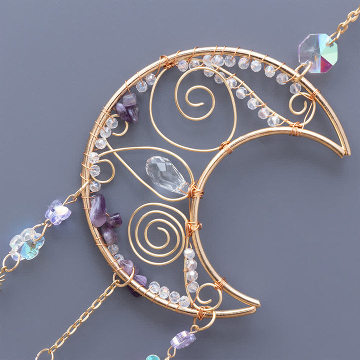 Pendentif carillon éolien en cristal transparent améthyste Olivenorma