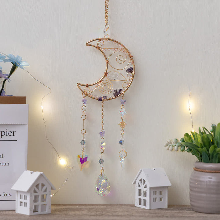 Pendentif carillon éolien en cristal transparent améthyste Olivenorma