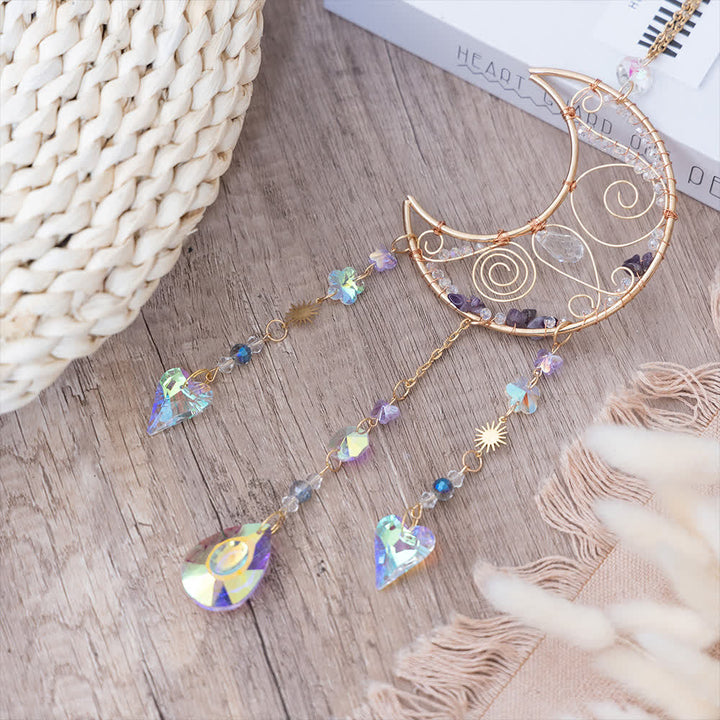 Pendentif carillon éolien en cristal transparent améthyste Olivenorma