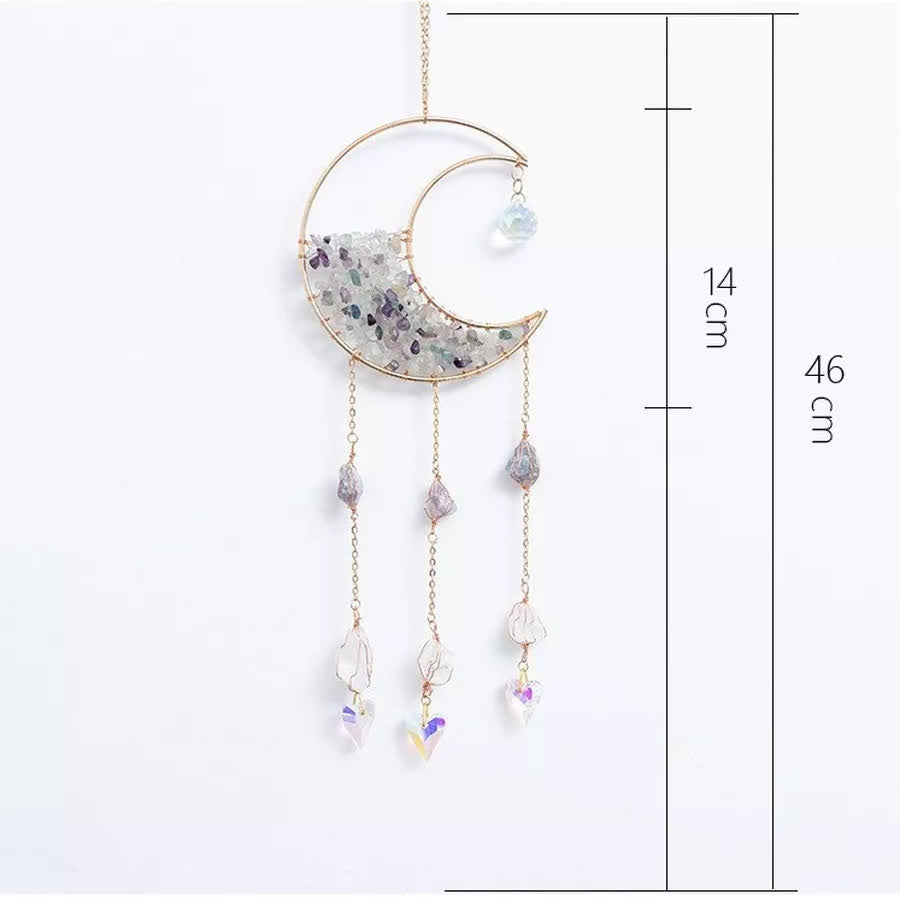 Carillon éolien avec pendentif en gravier fluorite et lune Olivenorma