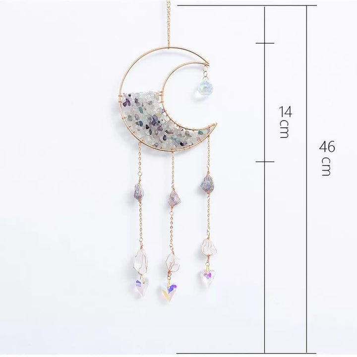 Carillon éolien avec pendentif en gravier fluorite et lune Olivenorma