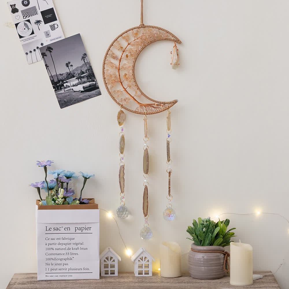 Carillon éolien en forme d'arbre de vie avec gravier citrine Olivenorma