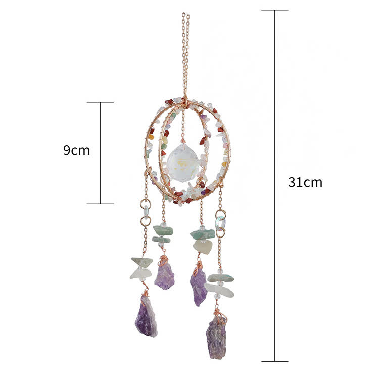 Carillon éolien à pendentif attrape-soleil à double anneau en gravier naturel Olivenorma
