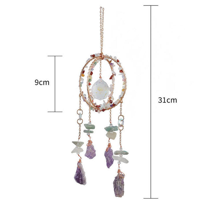 Carillon éolien à pendentif attrape-soleil à double anneau en gravier naturel Olivenorma