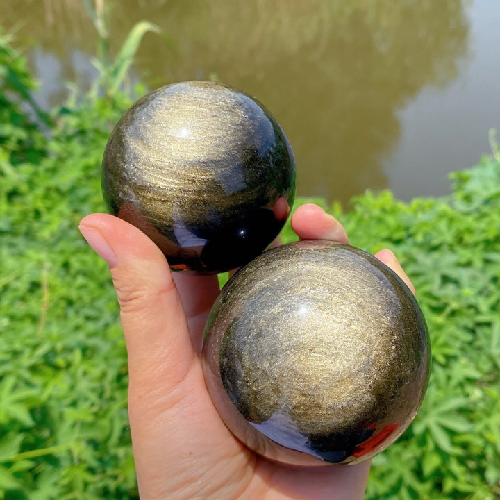 Sphère de cristal d'obsidienne dorée naturelle Olivenorma