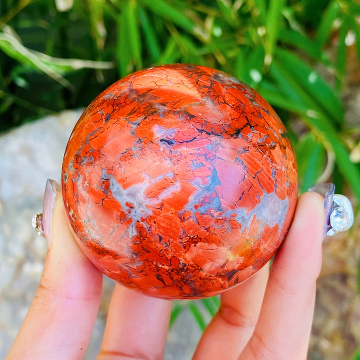 Sphère de cristal de jaspe rouge naturel Olivenorma